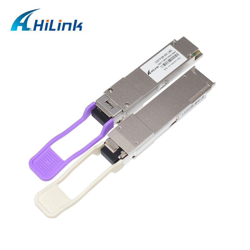 QSFP28 BIDI 1280nm/1300nm 80KM Simplex LC Transceiver optyczny Jednorazowy DDM na duże odległości