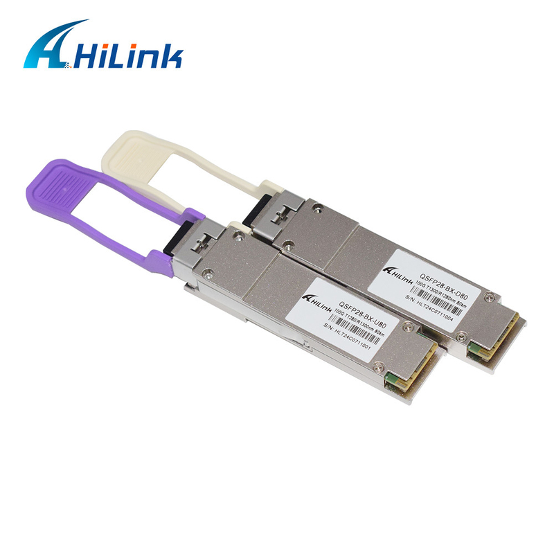 QSFP28 BIDI 1280nm/1300nm 80KM Simplex LC Transceiver optyczny Jednorazowy DDM na duże odległości