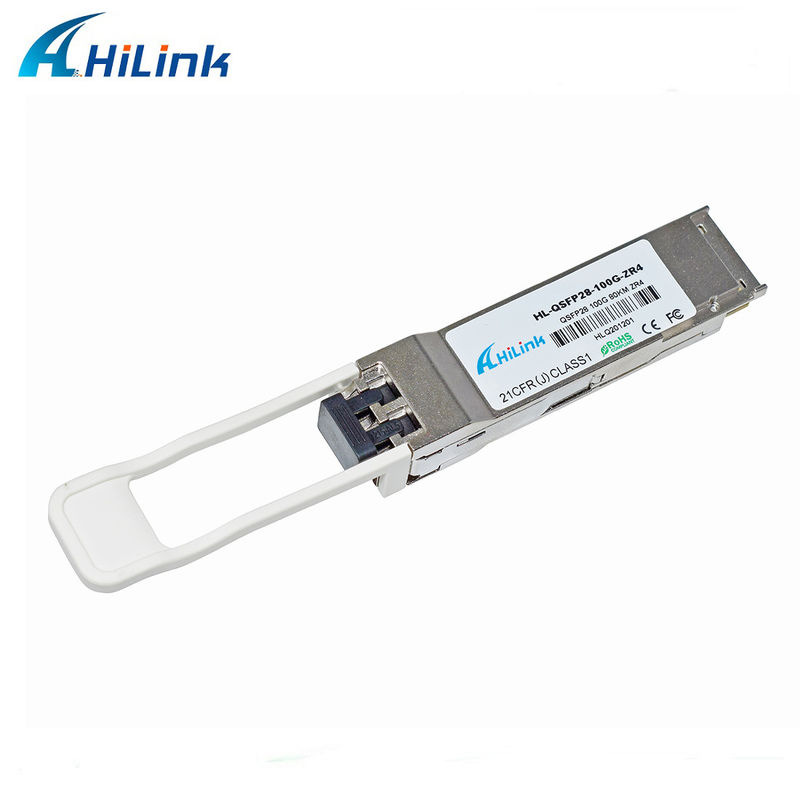 Hilink 100G QSFP28 ZR4 80KM LWDM 1295-1304NM SOA+PIN Duplex Connector LC Transceiver Module