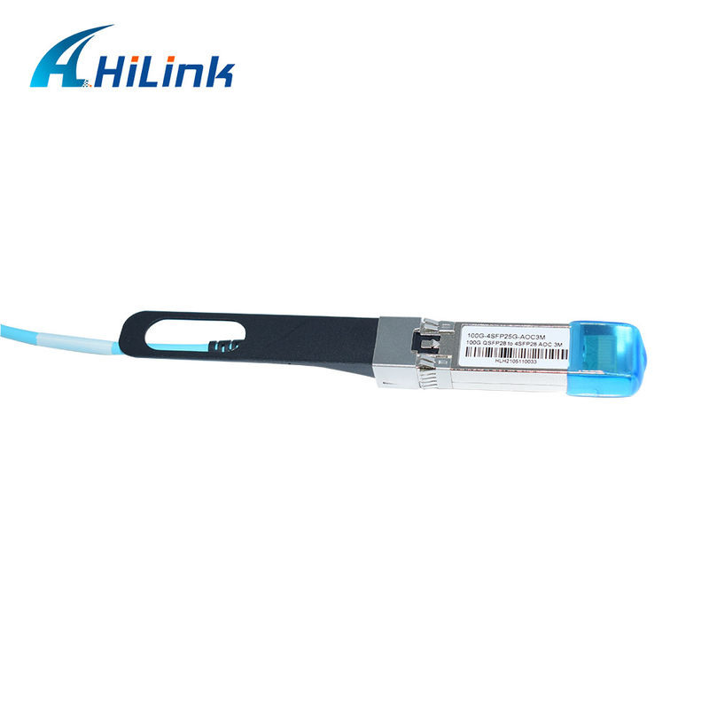 Certyfikowany 100G QSFP28 do 4xSFP28 AOC OM3 Breakout Active Optical Cable o długości kabla 1-5m i certyfikacja CE RoHS