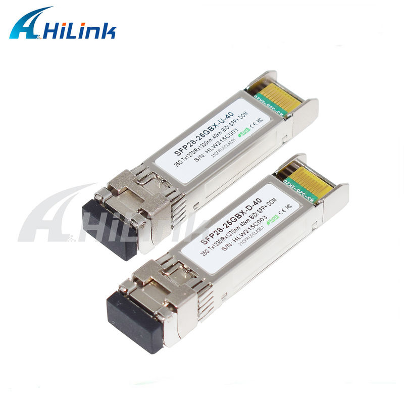 25Gb/s 40Km SFP28 BIDI Transceivers LC pojedynczy złącze Gorąco podłączalne W pełni zgodne z RoHS