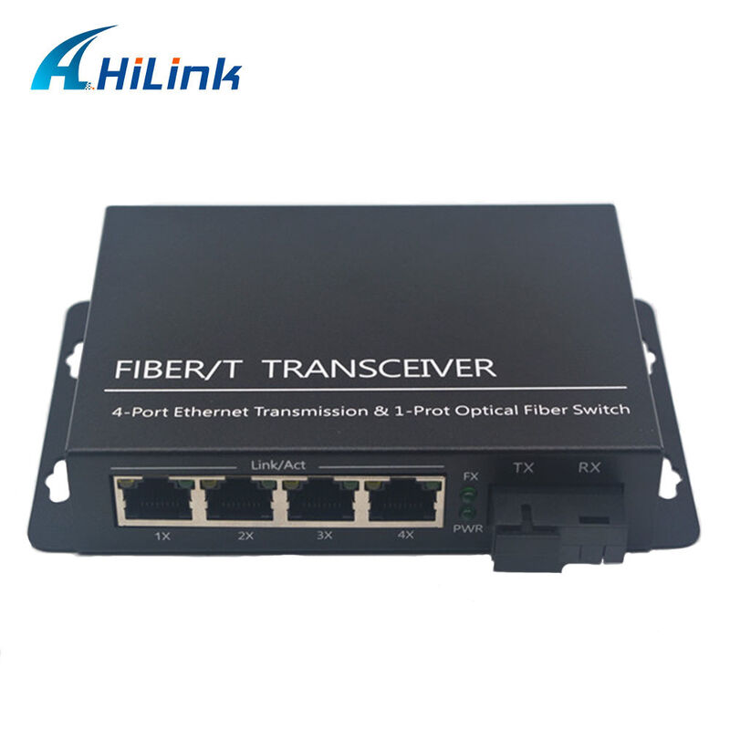 Hilink Gigabit Ethernet Fiber Optical Media Converter 1 Fiber Port & 4 x 10/100/1000Base TX Converter