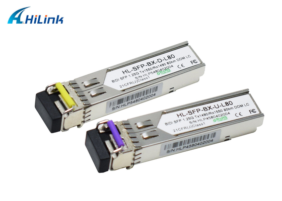 1000BASE 1.25G Ethernet Gigabit BIDI SFP+ Moduł nadawczo-odbiorczy TX1490 / RX1550nm 80KM